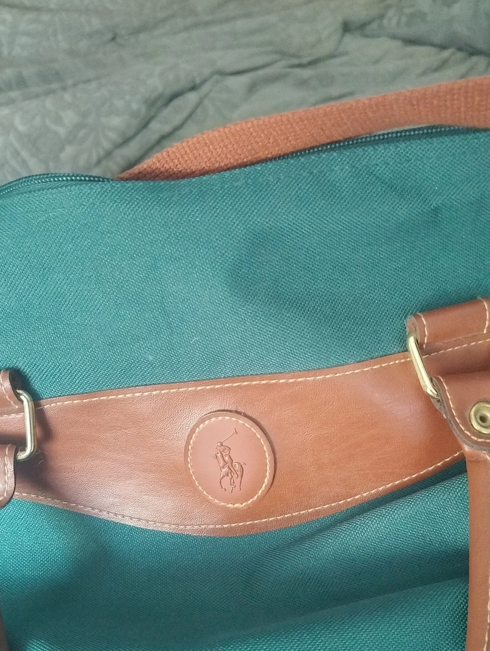 Polo by Ralph Lauren Teal Canvas Duffel with Brown  Trim